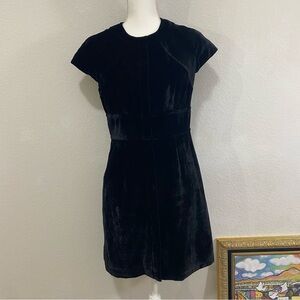Etcetera Black Velvet Dress With Silver Flecks, Viscose/Silk, Full Zip Front